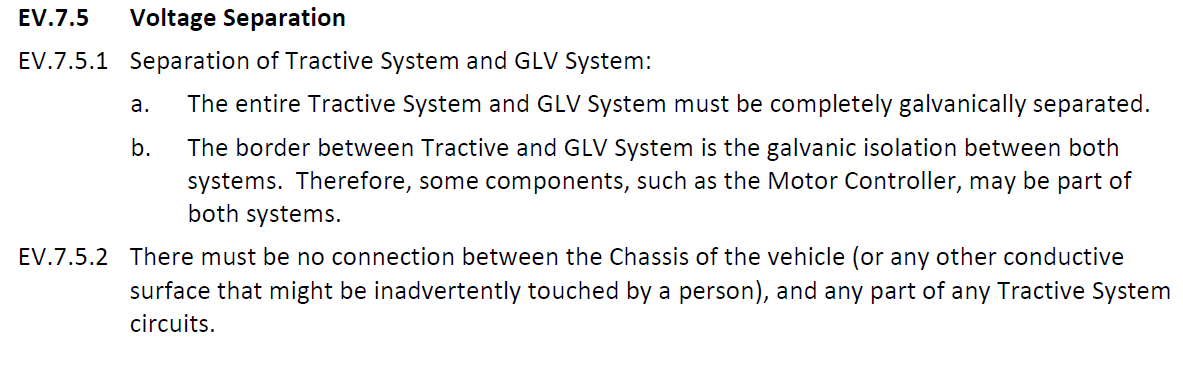 Voltage Separation FSAE Ruleset 2023